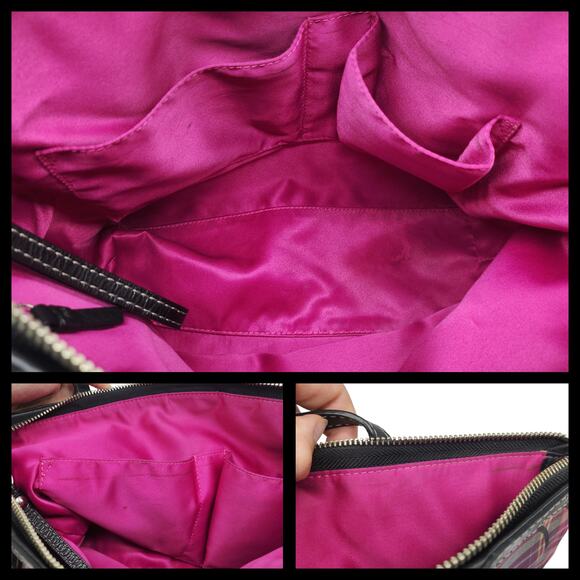 Coach Purse Wallet Set Hot Pink Purple Plaid Tartan Hobo Shoulder Sparkly 2010 - Picture 5 of 15